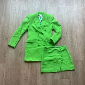 Zara Tweed Suit LIME GREEN